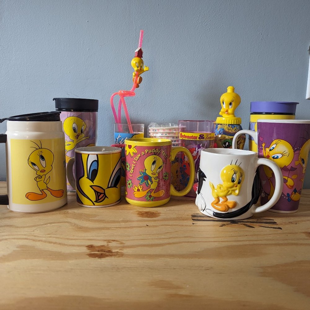 Vtg Warner Bros Tweety Coffee Mug Cup Lots 90s 2000s